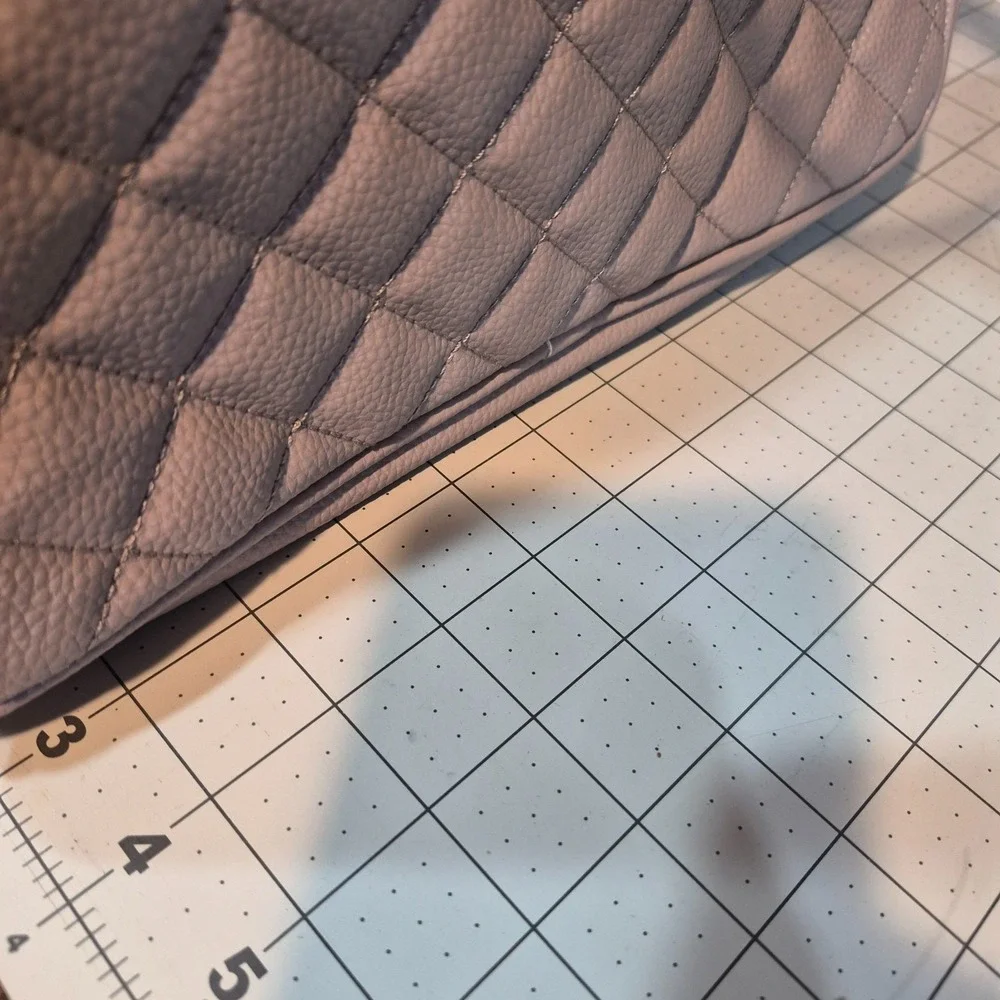 NWOT Ms Lovely Quilted Toiletry Bag Gray PU Leather Modern Sophisticated Classic